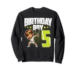 5° compleanno ragazzo tennis dabbing 5 anni bambino compleanno Felpa