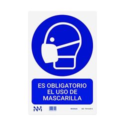 Normaluz RD21026 - Señal Es Obligatorio El Uso de Mascarilla PVC Glasspack 0.7mm 30x40 cm, Dibujo + Texto