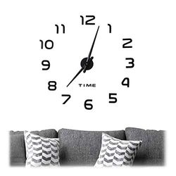 Relaxdays Horloge Murale DIY à Coller, Chiffres 3D, XL, Sticker Mural, Analogique, Heure, Cuisine, Salon, Entrée, Noir