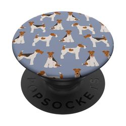 Patrón de alambre Fox Terrier en azul cielo PopSockets PopGrip Adhesivo
