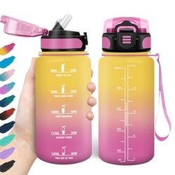 Honeyholly Waterfles, 500 ml, met rietje, lekvrij, voor kinderen, school, BPA-vrij, drinkfles voor kinderen, sport, hardlopen, fitnessstudio, fiets
