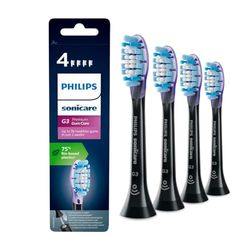 Philips Sonicare Lot de 4 têtes de brosses à dents électriques soniques G3 Premium Gum Care pour la santé des dents et des gencives, Noir (Modèle HX9054/33)