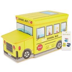 BIECO Boîte de Rangement avec Couvercle Autobus Scolaire | 65L pliable | Coffre a Jouet Enfant | Rangement Jouet Enfant | Bac de Rangement Enfant Bac a Jouet Enfant Coffre à Jouet Enfant Bac a Jouet