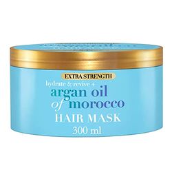 OGX - Masque Capillaire Extra Force Hydratant & Revitalisant + Huile d'Argan du Maroc (pot de 300 ml)–Masque cheveux hydratant et réparateur pour cheveux abîmés–Masque riche pour des cheveux éclatants