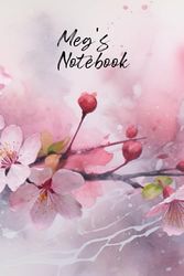 Meg’s Notebook: Personalized Diary Journal for Meg, Cute Apple Blossom Diary, 6"x 9" 160 Lined Pages