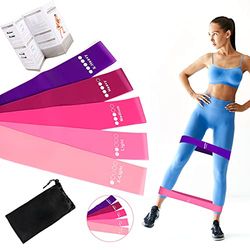 Röd Fit Simplify Resistance Loop Exercise Bands with Instruction Guide and Carry Bag, Set of 5