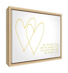 Feel Good Art Eco-bedrukt en ingelijst kwekerijcanvas met massief houten frame (34 x 24 x 3 cm, klein, geel, tien vingers en tien tenen/tweelingen)