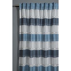 Gardinia Cortina Transparente con Trabillas Ocultas y Cinta Superior, 140 x 245 cm, Color Blanco y Azul