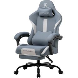 GTPLAYER Chaise de Gaming Ergonomique avec Appui-tête et Coussin Lombaire Cloud, rembourrée, avec Repose-Pieds, Fauteuil pivotant, capacité de 150 kg, Bleue
