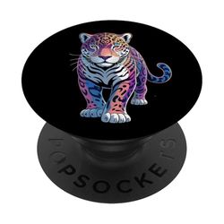 Arcoíris colorido de Jaguar | Jaguars Zoo Animal African Vintage PopSockets PopGrip Adhesivo