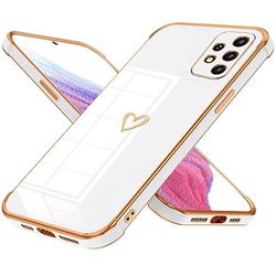 Samsung Galaxy A23 4G/5G hoesje, schattig hartpatroon meisje plating telefoonhoesje, zachte TPU siliconen hoesje, dun telefoonhoesje, schokbestendig telefoonhoesje (wit)