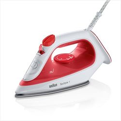 Braun TexStyle 1 SI 1019 Stoomstrijkijzer, anti-aanbaklaag, thermostaat, 25 g/min in turbo-modus, inhoud waterreservoir 220 ml, 1900 W, rood/wit