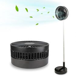 FISHTEC Draadloze bureauventilator, telescopisch, 35 tot 100 cm, kop 180 graden kantelbaar, 4 snelheden, oplaadbaar, stil, 30 dB, compact en draagbaar, staand of staand, zwart
