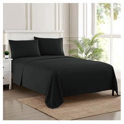 Sweet Home Collection Conjunto de casamento de luxo com folho, 2 fronhas de microfibra, preto, completo