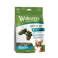 WHIMZEES by Wellness, Crocodiles à Mâcher pour Chien de Moyenne Taille, Friandises Naturelles pour l'Hygiène Bucco-Dentaire, Taille S, Sac de 24 Pièces