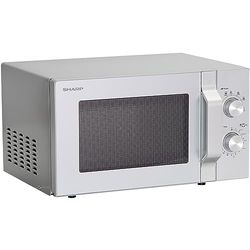 Sharp R204S Solo-Microonde/20 L/800 W/6 livelli di potenza/timer da 30 minuti a 00 secondi/scongelamento controllato dal peso/piatto girevole in vetro (24,5 cm)/argento