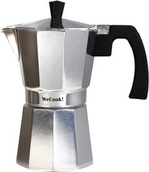 WECOOK 40109 Paola Italian Coffee Maker, Aluminium Express, 9 Cups, Silicone Seal Gasket, Safety Valve, Silver