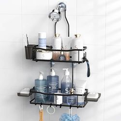 Aitatty Étagère de douche à suspendre pour salle de bain : étagère de douche antirouille sur pommeau de douche – Pas de perçage à l'intérieur du support de douche étagères au-dessus de la pomme de