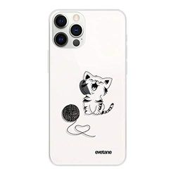 Evetane fodral kompatibel med iPhone 12/12 Pro mjukt silikon, solid, ultratunt, skyddande fodral transparent katt och ull trendig design