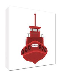 Feel Good Art BOAT1010-09R-ES - Tela decorativa da parete, motivo nave, 25 x 25 x 4 cm, colore: rosso/bianco