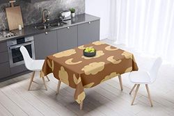 Bonamaison Kitchen Decoration, Tablecloth, Brown Tones, 140 x 140 Cm - Designed and Manufactured in Turkey