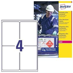 Avery España B7169-50 Etiquetas para uso industrial resistentes al agua (200 etiquetas adhesivas, 99x139mm) Caja de 50 hj