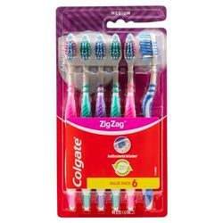 Colgate CP24503, Spazzolino da Denti Zig Zag, Pulizia Interdentale Profonda, 6 pz, Multicolore