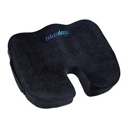 Relaxdays Orthopaedic Seat Cushion, Memory Foam with Gel, Office, Car, Wheelchair, Ergonomic, Pressure-relieving, Black