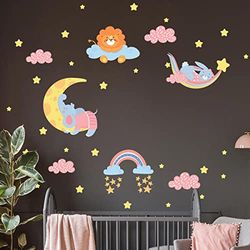 Muursticker kinderen - decoratie babykamer - muursticker kinderen - muursticker Scandinavisch - muursticker dieren in droomland - H60 x L90 cm