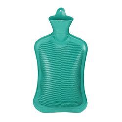 Relaxdays kruik rubber, zonder hoes, veilige warmwaterkruik, 2 liter bedkruik, zonder geur, xl warmtekruik, turquoise