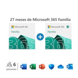 Microsoft 365 Familia - Hasta 6 personas - Uso total 27 meses | PC/Mac/Mobile | Código de activación enviado por email