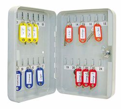 Wedo 10252437X sleutelkast (voor 24 sleutels, gepoedercoat plaatstaal 18 x 6 x 25 cm, veiligheidsslot inclusief 2 sleutels) lichtgrijs