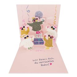 Grafik-Werkstatt Mini cartolina pop up | tridimensionale | compleanno | pollo pazzo