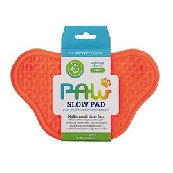 PetDreamHouse Paw Slow Lick Pad Tapis à lécher antidérapant pour Chiens et Chats, soulagement de l'anxiété, TPE Durable, poignée à Ventouse, Passe au Lave-Vaisselle, Orange