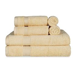 Superior - Set di asciugamani in cotone egiziano, 6 pezzi, giallo canarino