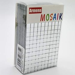 Armena 2600515s Espelho de vidro para arte e força, mosaico autocolante 5 x 5 mm, espessura 1,5 mm, 18 em total, 2880 unidades, prata