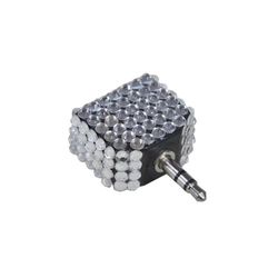 SoundLab - Adattatore effetto cristallo per uscita stereo da 3,5 mm su 2 entrate stereo da 3,5 mm, decorato con strass, colore argento