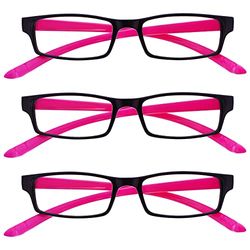 The Reading Glasses Company Fronte Nero Con Lati Rosa Neon Collo Lettori Valore 3 Pacco Donna Signora Rrr20-4 +2,00 Potenza Ottica- 88 Gr