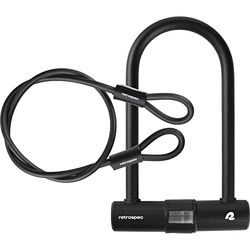 Retrospec Lookout U-Lock - Lucchetto per bicicletta con cavo di sicurezza da 1,2 m, staffa, resistente, antifurto con grillo da 14 mm, design anti-rotazione e sicuro