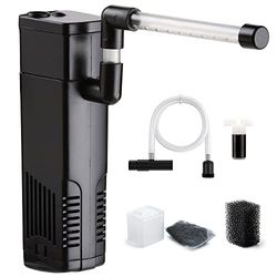 NICREW Aquarium binnenfilter, Regelbaar debiet aquariumfilter met waterpomp voor aquarium tot 40L, Stil, 5 W