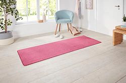 HANSE Home Tapis de Couloir à Poils Courts Doux (80 x 300 cm, 100% polypropylène, Facile d'entretien, Compatible avec Chauffage au Sol), Rose uni, 80 x 300 cm