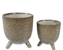 Decoris Pot de Fleurs en grès Vert - 14,5 cm de diamètre, 16 cm de Hauteur, Taille Unique