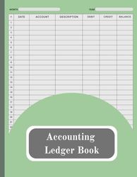 Accounting Ledger Book: Simple Accounting Ledger Notebook for Business, Home, Bookkeeping, Track Income and Expenses