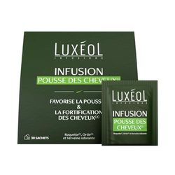 Luxéol - Infuso Crescita Dei Capelli(1) - Spinta(1) & Fortificazione(2) - Formula 100% Naturale - Rucola, Ortica, Verbena profumata - Programma Capelli 1 Mese - 30 Bustine