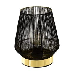 EGLO lampada da tavolo Escandidos, a luce singola, illuminazione da comodino o soggiorno in metallo nero, ottone spazzolato, con interruttore, presa E27