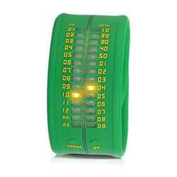 Time-IT Unisex Zero Green digital klocka Zero A6, LCD/grön, rem, Lcd/grön, Bälte