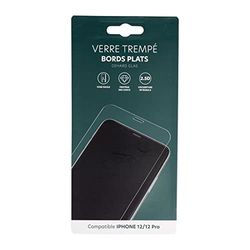 ITENSE - Platt härdat glas - kompatibel med iPhone 12/12 Pro - platta kanter - skyddar mot stötar och repor - lätt att installera - full täckning - rengöringssats medföljer - praktisk och effektiv