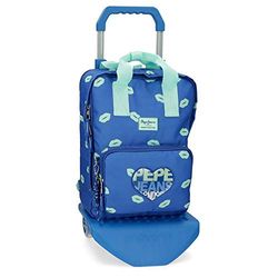 Pepe Jeans Ruth Sac à dos avec chariot pour ordinateur portable Bleu 30x40x13 cms Polyester 14" 15.6L