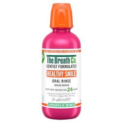 The Breath Co Zapobieganie próchnicy jamy ustnej na bazie fluoru, formuła opracowana przez dentystę, pomaga zwalczać próchnicę przez 24 godziny*, odświeża oddech, bez alkoholu, nie kłuje, 500ml
