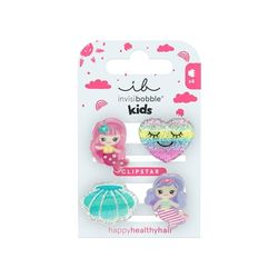 invisibobble Clipstar Kids Mermaid Dreams (4 Pieces) - Glitter Hair Clips Set for Girls - With Mermaid & Hearts - Children's Hair Clip for Thin Hair - Stylish, Playful & Hair-friendly